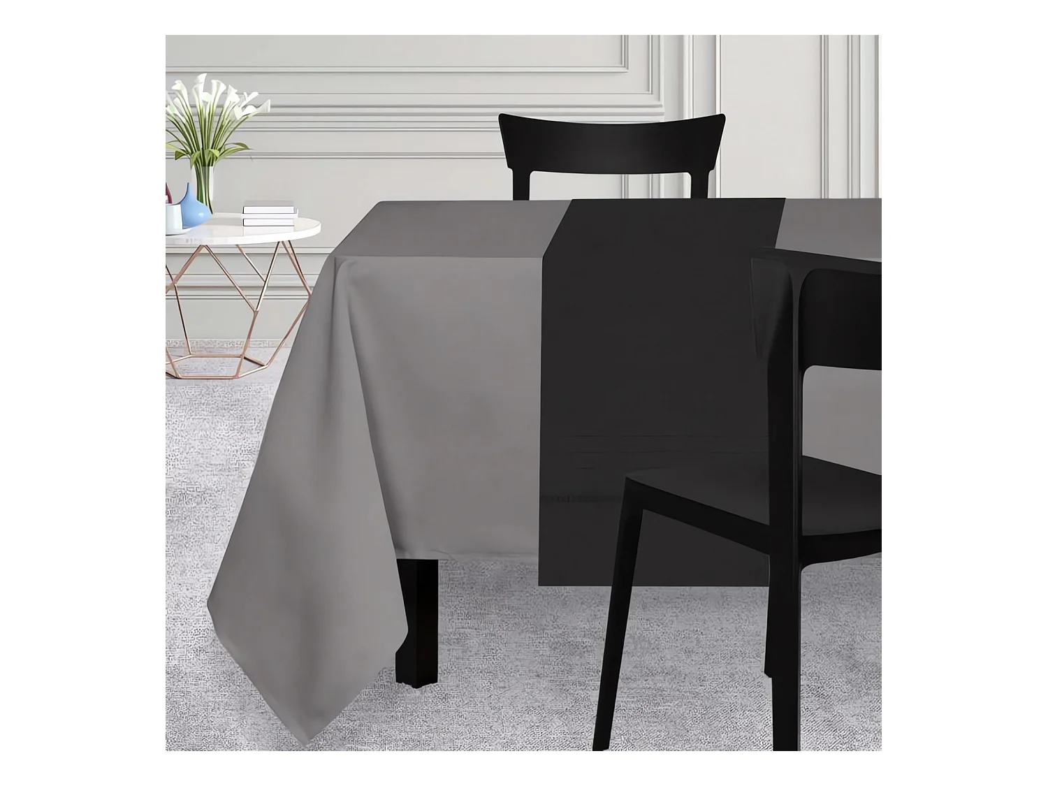 Chemin de table 40x160 cm VENISE noir, par Soleil d'Ocre