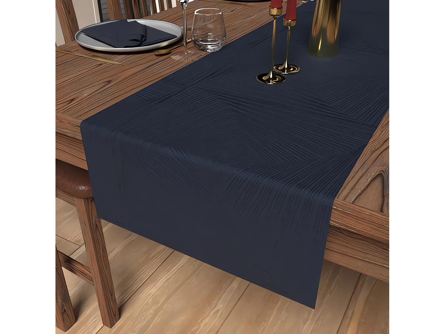 Camino de mesa 40x180 cm LUXURY azul medianoche, por Soleil d'Ocre