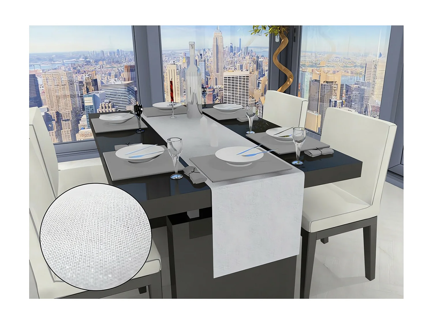 Chemin de table BELLA blanc, par Soleil d'ocre