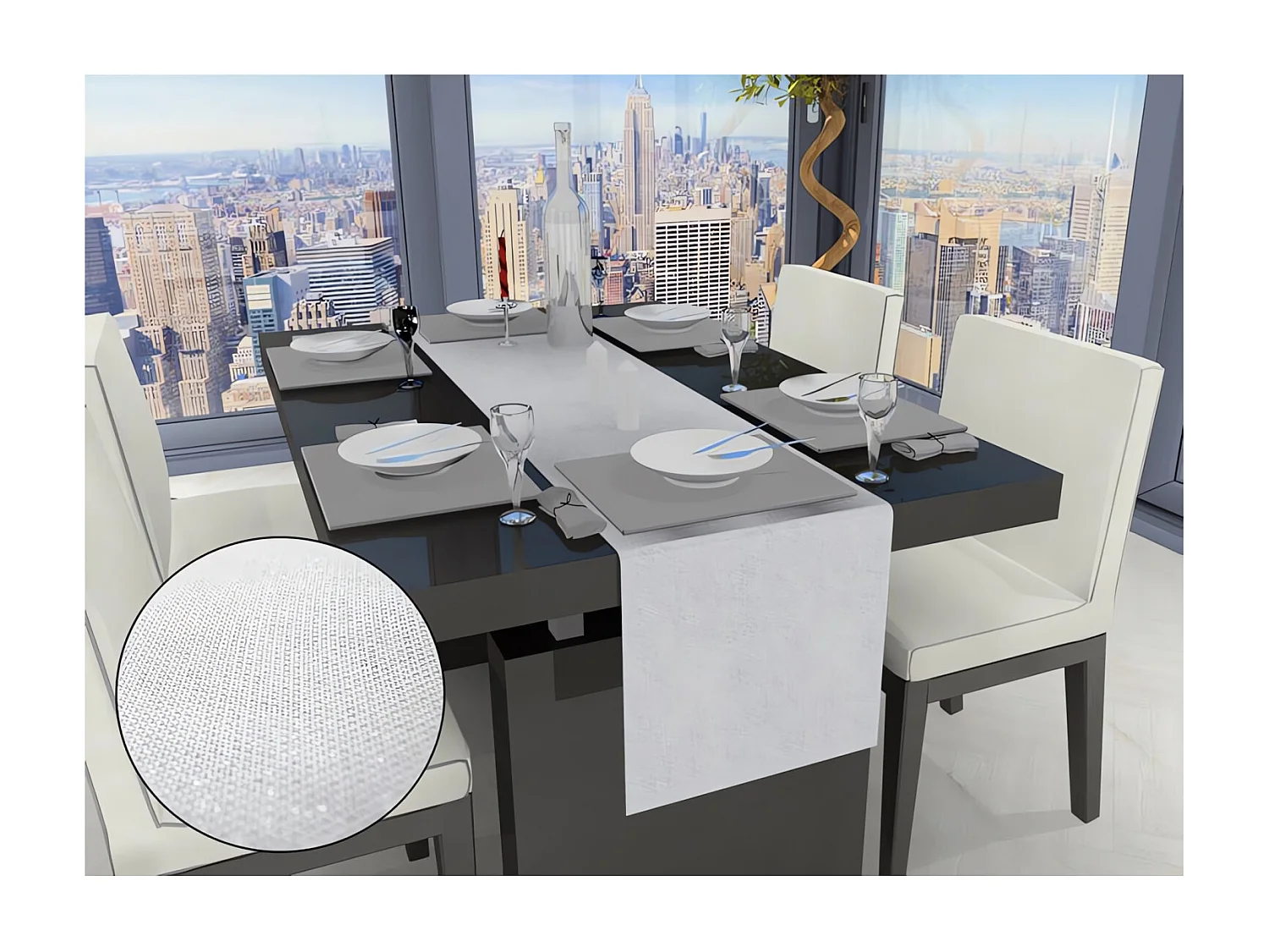 Chemin de table BELLA blanc, par Soleil d'ocre