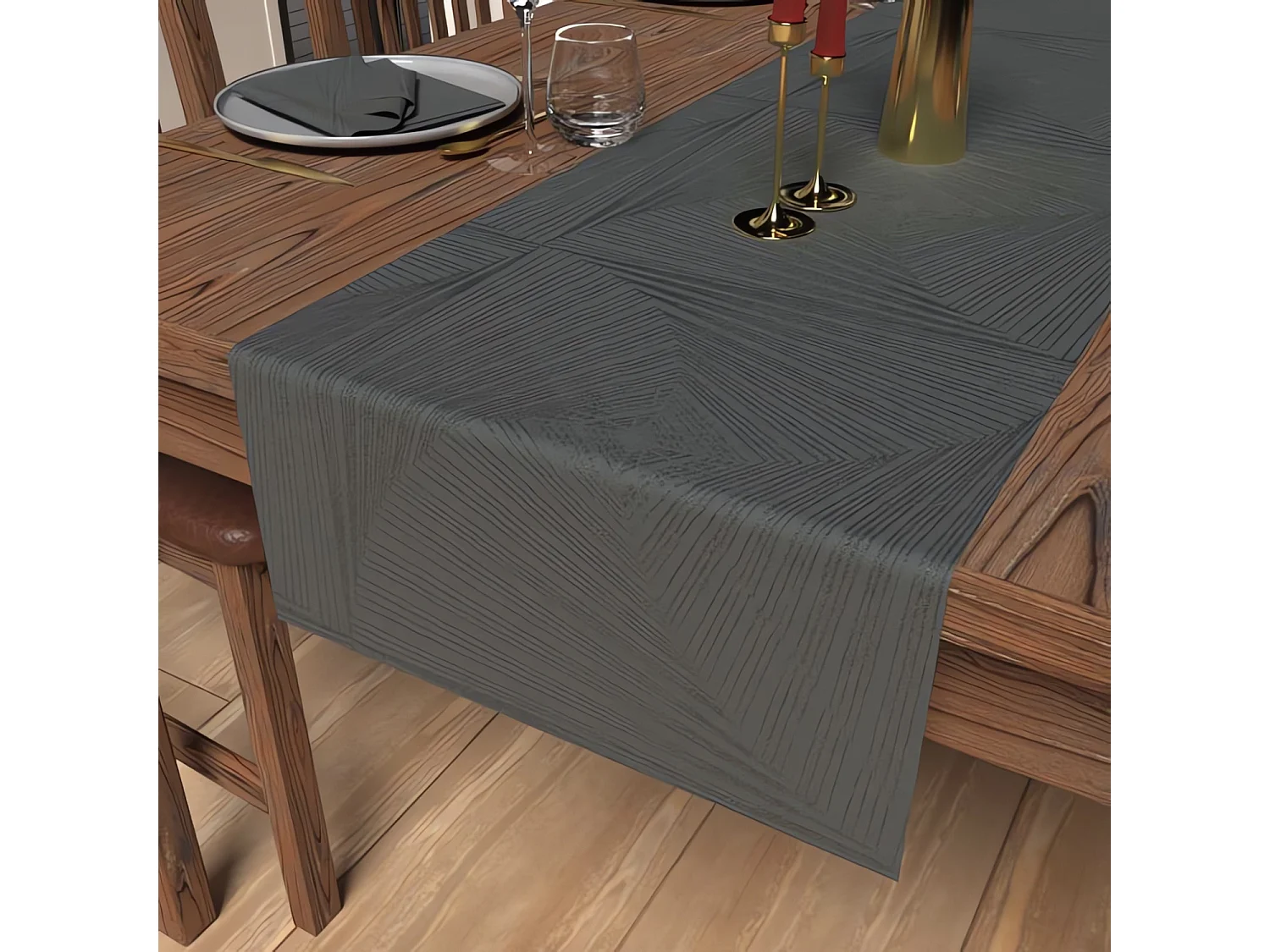 Camino de mesa 40x180 cm LUXURY gris, por Soleil d'Ocre