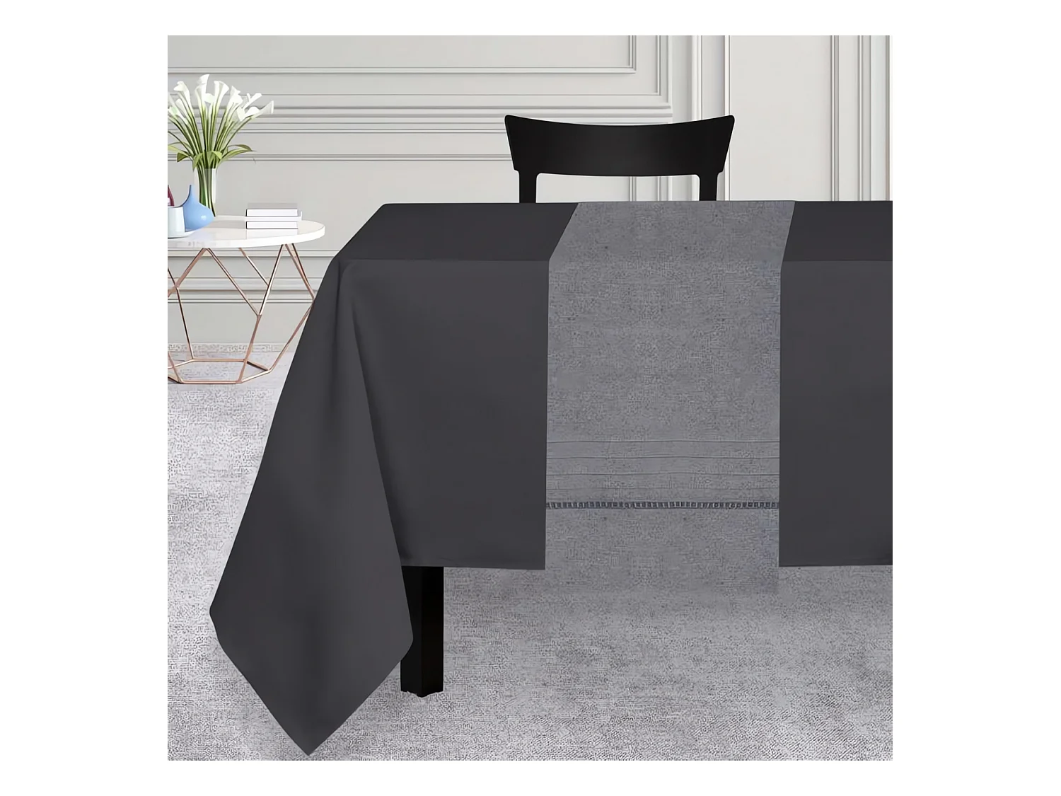 Chemin de table 40x160 cm VENISE gris, par Soleil d'Ocre
