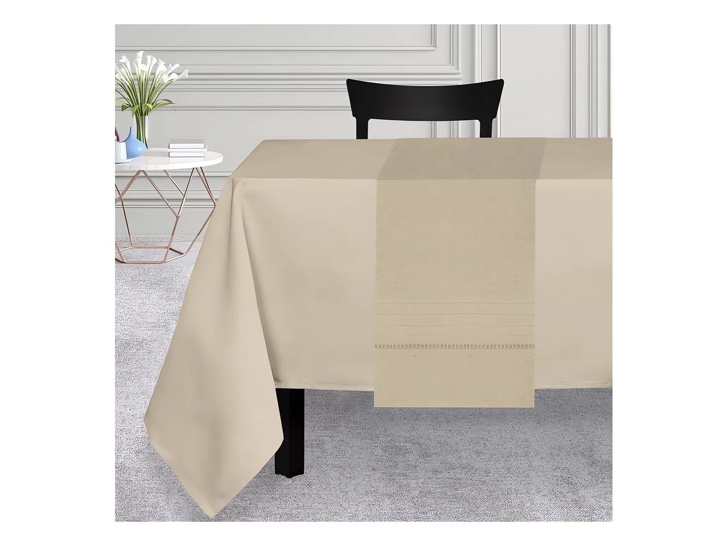 Chemin de table 40x160 cm VENISE beige, par Soleil d'Ocre