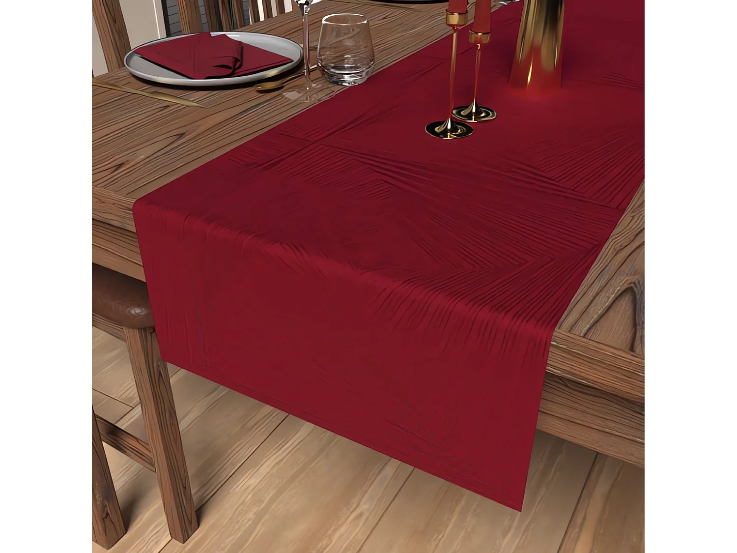 Chemin de table 40x180 cm LUXURY rouge, par Soleil d'Ocre