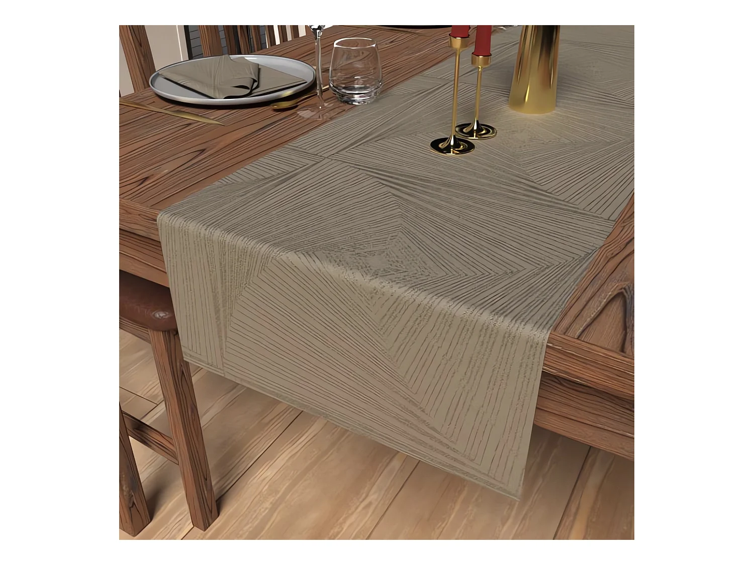 Chemin de table 40x180 cm LUXURY champagne, par Soleil d'Ocre
