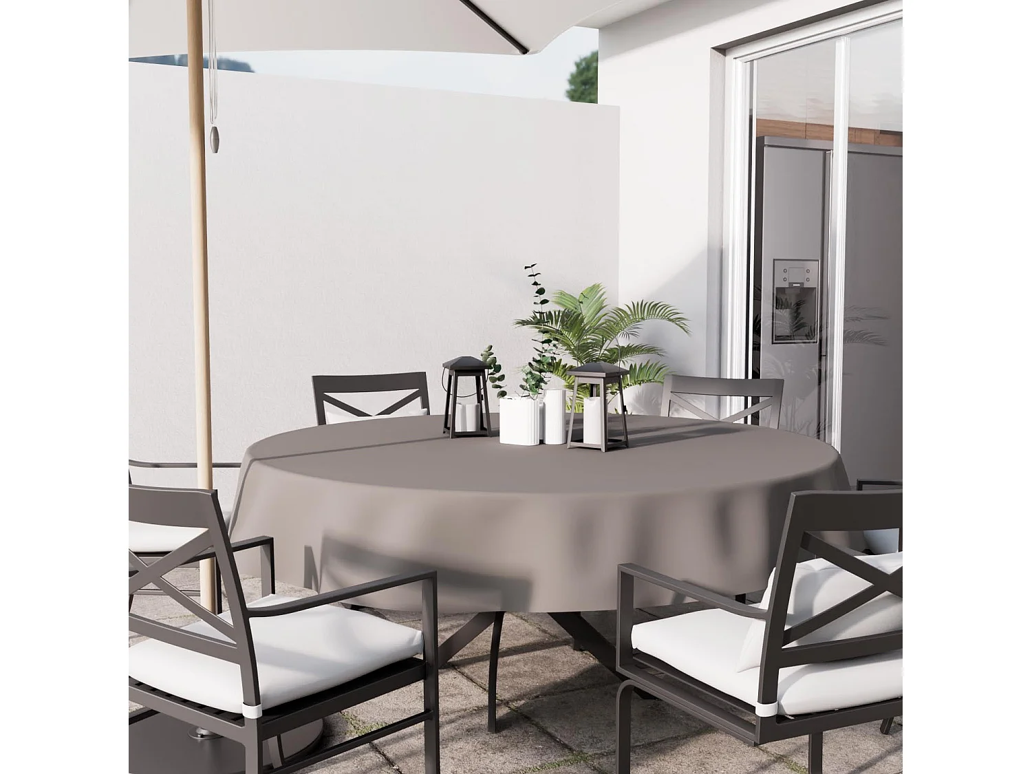 Nappe anti-tâches ronde 180 cm ALIX moka, par Soleil d'Ocre