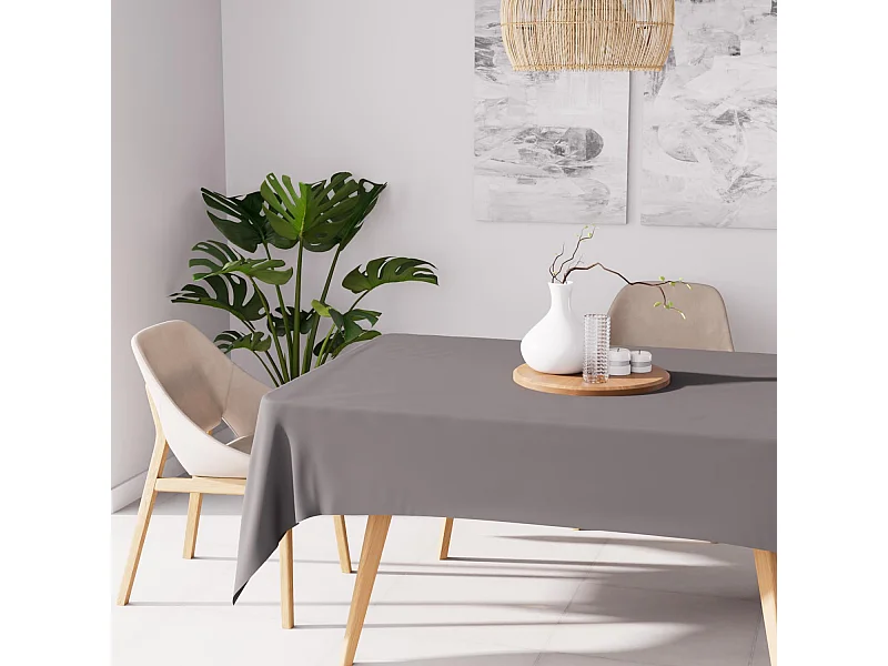 Nappe anti-tâches rectangle 140x300 cm ALIX gris, par Soleil d'Ocre