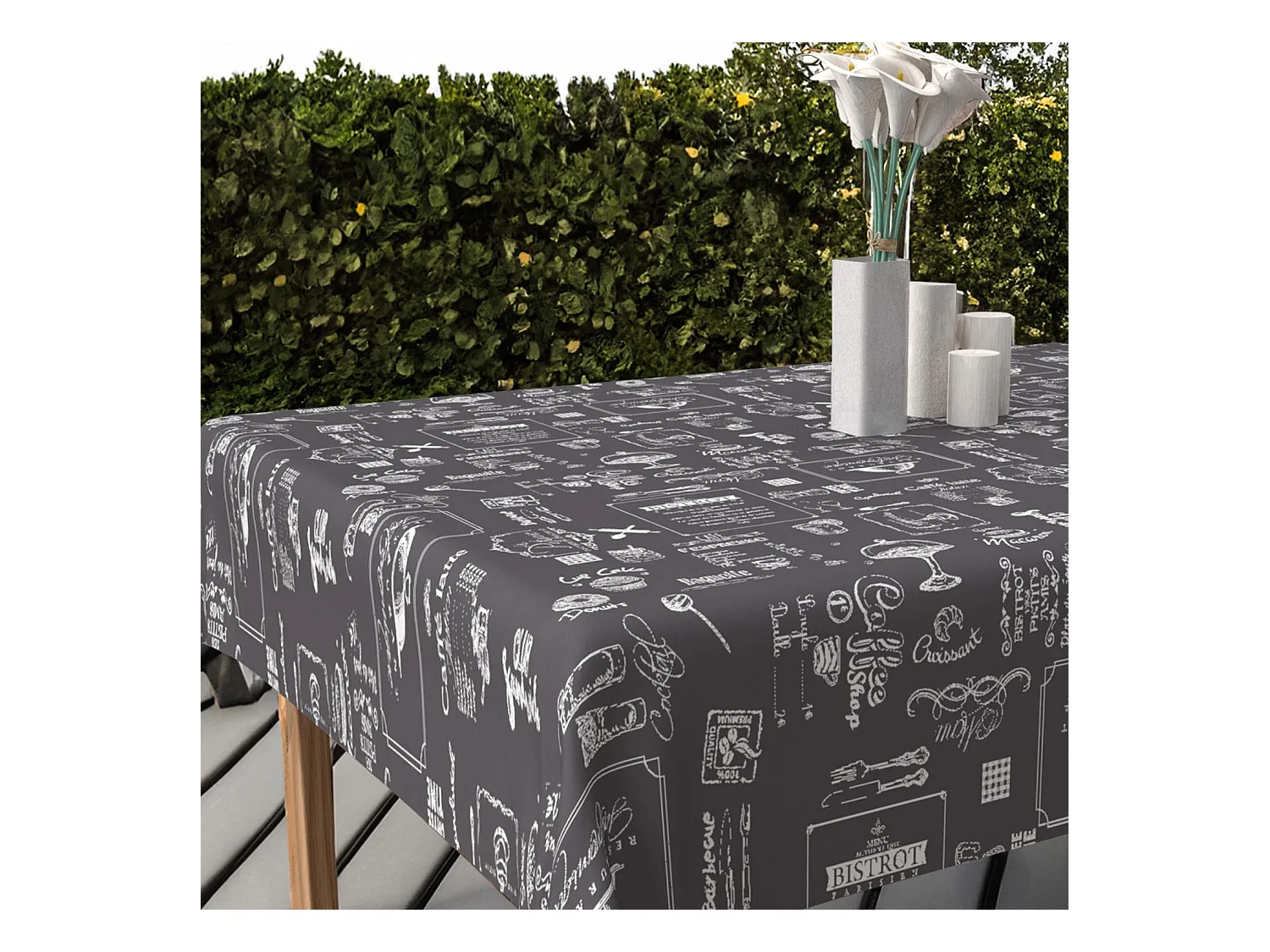 Mantel rectangular estampado antimanchas 140x300 cm COFFEE, de Soleil d'Ocre