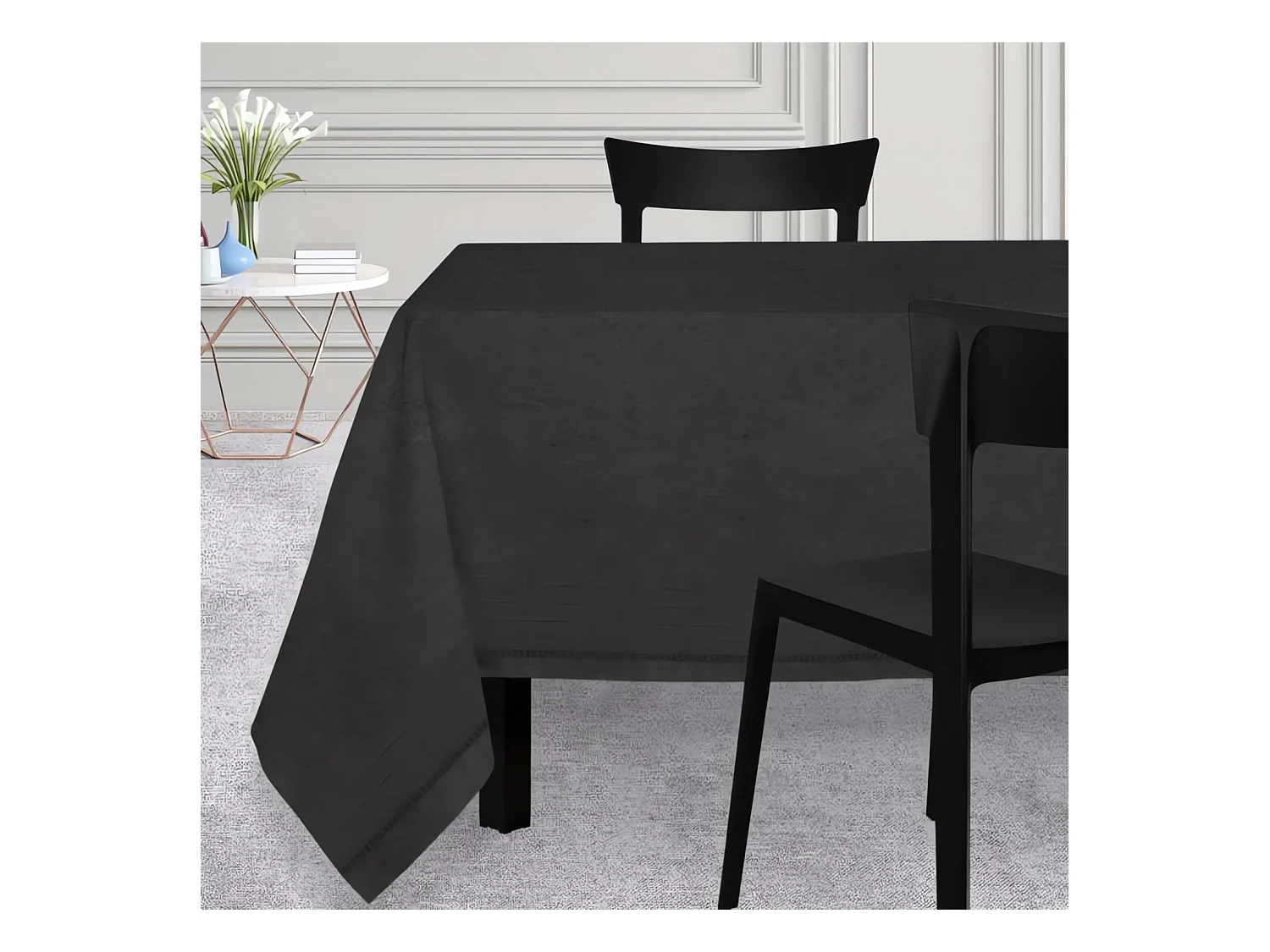 Nappe carrée 180x180 cm VENISE noir, par Soleil d'Ocre