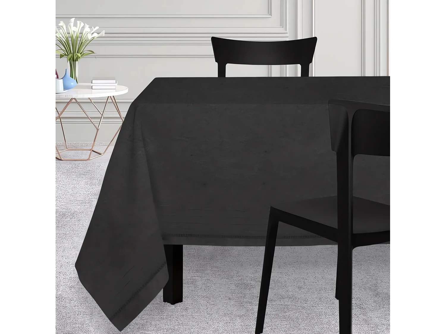 Mantel cuadrado 180x180 cm VENICE negro, por Soleil d'Ocre