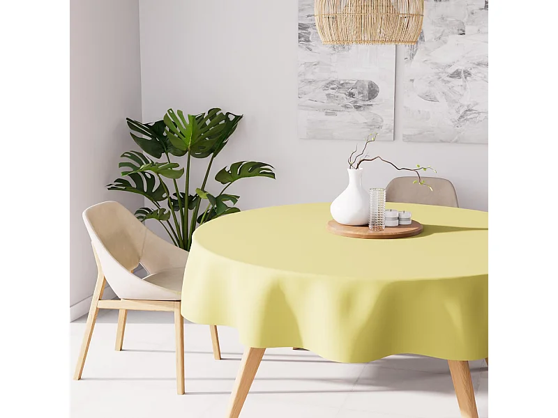 Mantel antimanchas redondo 180 cm ALIX verde lima, de Soleil d'Ocre