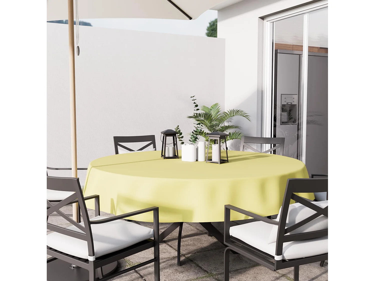 Nappe anti-tâches ronde 180 cm ALIX vert citron, par Soleil d'Ocre