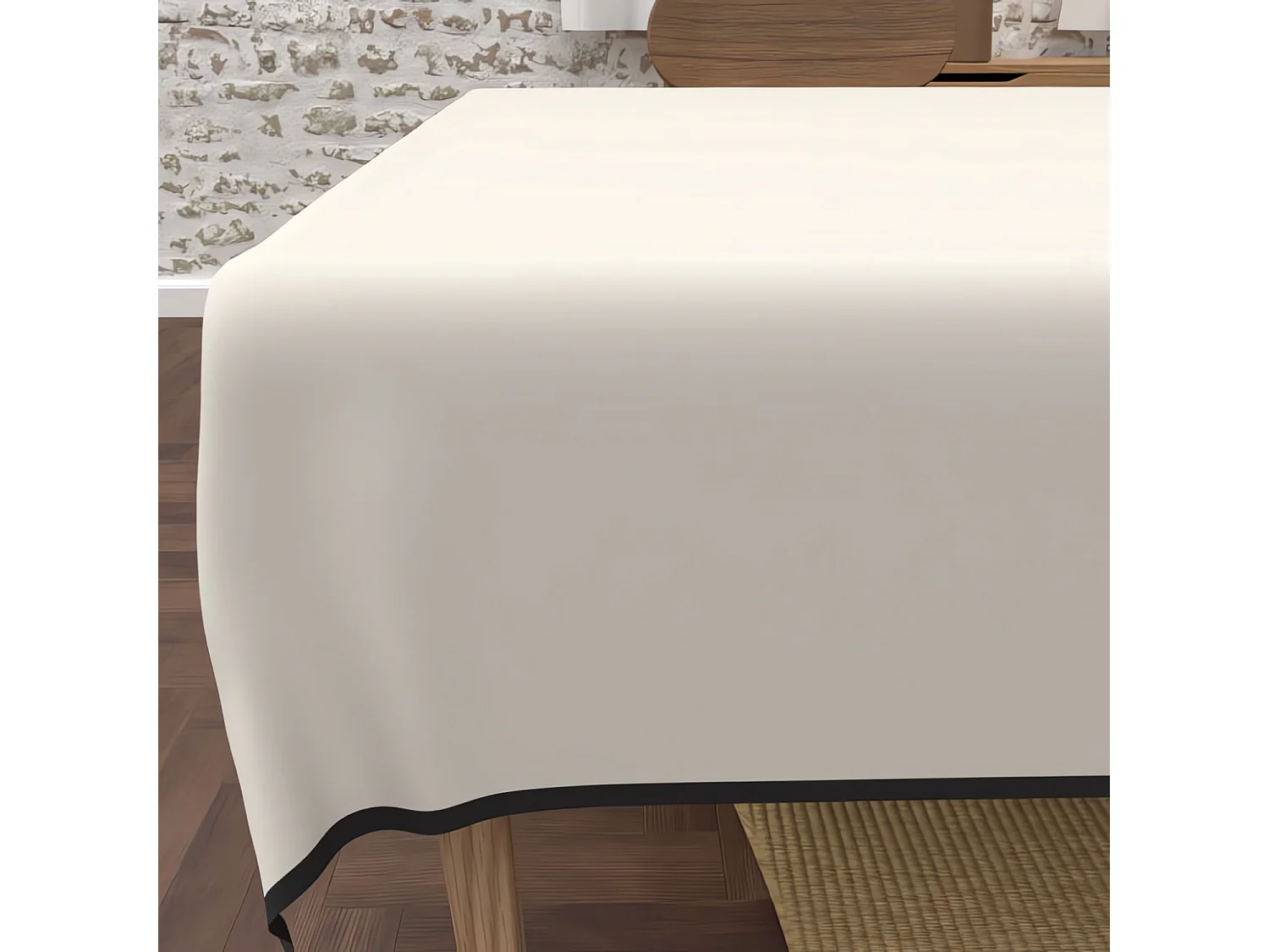 Nappe rectangle anti-tâches en microfibre lavée 160x270 cm BOHEME lin, par Soleil d'Ocre