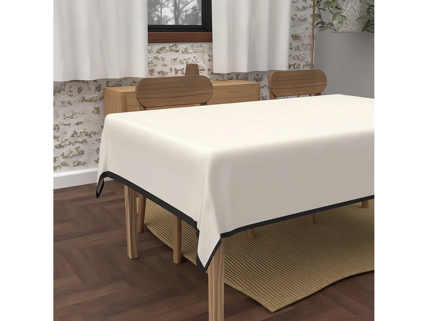 Nappe rectangle anti-tâches en microfibre lavée 160x270 cm BOHEME lin, par Soleil d'Ocre