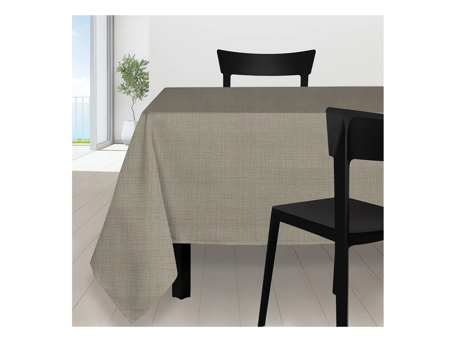 Nappe anti-tâches rectangle 150x250 cm GALAXY taupe, par Soleil d'ocre