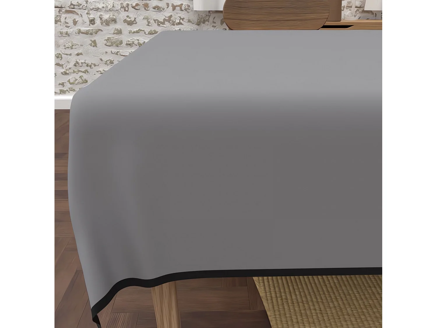 Nappe rectangle anti-tâches en microfibre lavée 140x240 cm BOHEME gris, par Soleil d'Ocre