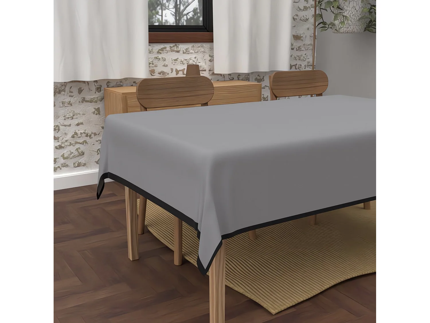 Nappe rectangle anti-tâches en microfibre lavée 140x240 cm BOHEME gris, par Soleil d'Ocre