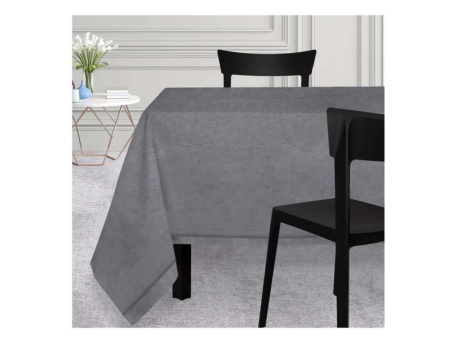Nappe carrée 180x180 cm VENISE gris, par Soleil d'Ocre