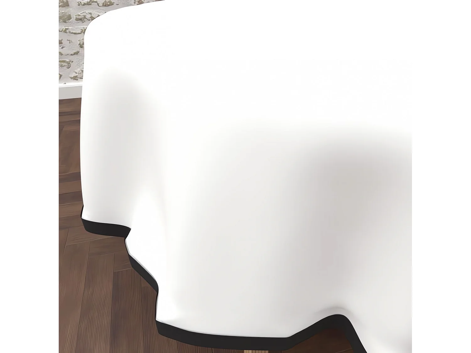 Mantel redondo antimanchas en microfibra lavada diámetro 180 cm BOHEME blanco, de Soleil d'Ocre