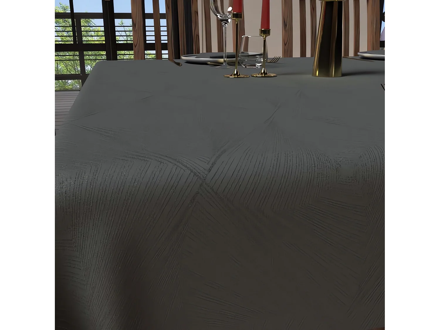 Mantel antimanchas 150x300 cm LUXURY gris, por Soleil d'Ocre