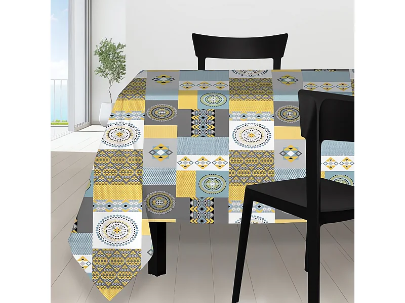 Mantel cuadrado antimanchas 180X180 cm KARO by Soleil d'Ocre