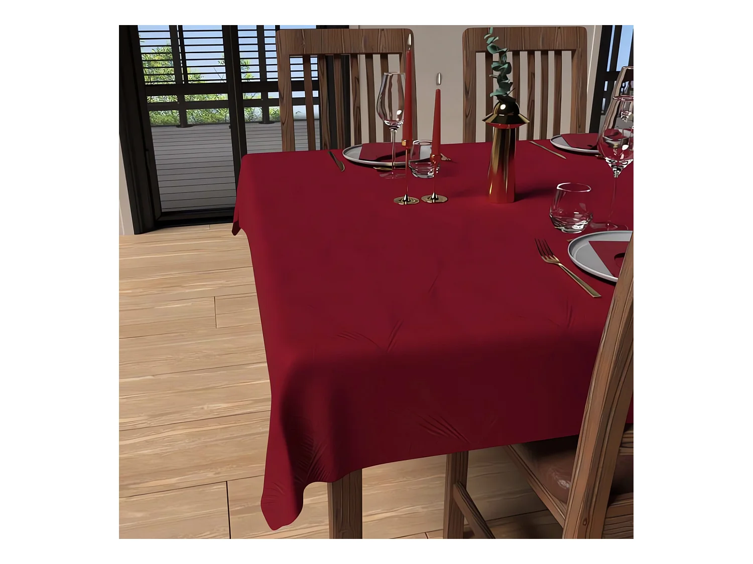 Nappe rectangle anti-tâches 150x250 cm LUXURY rouge, par Soleil d'Ocre
