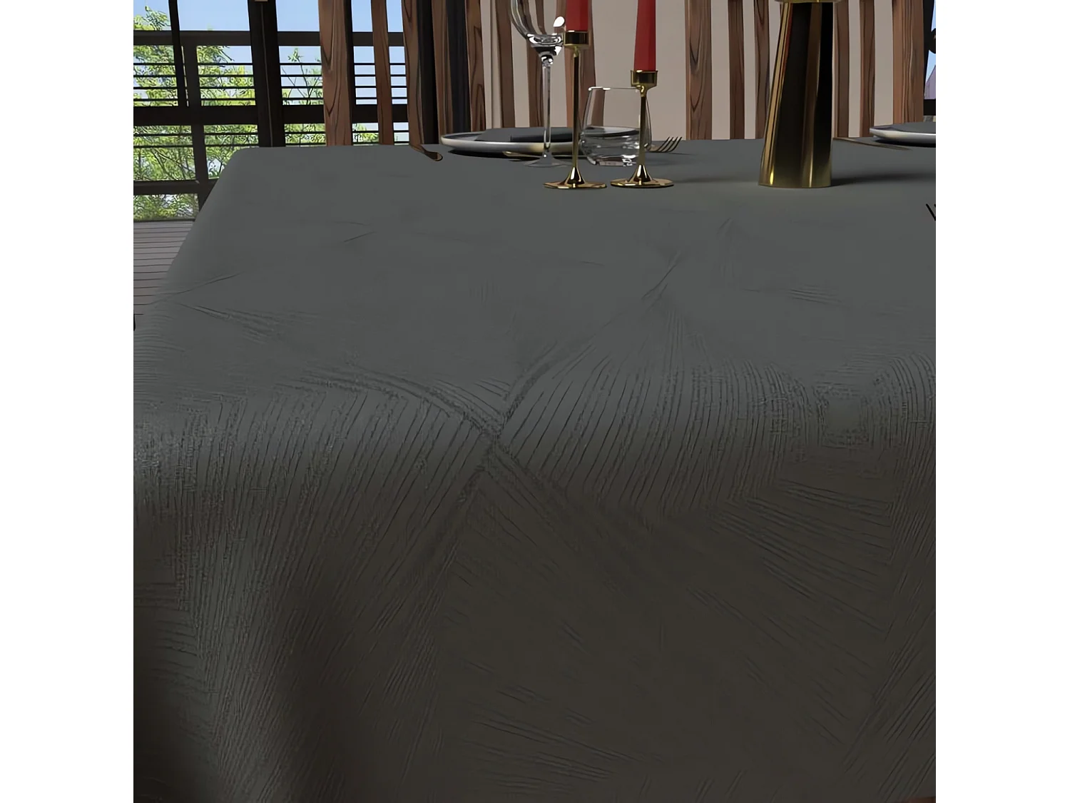 Nappe carrée anti-tâches 180x180 cm LUXURY gris, par Soleil d'Ocre