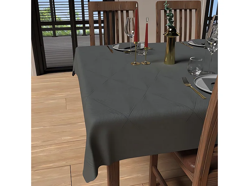 Nappe carrée anti-tâches 180x180 cm LUXURY gris, par Soleil d'Ocre