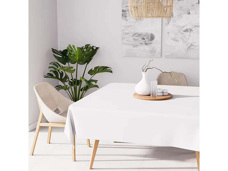 Mantel cuadrado antimanchas 140X140 cm ALIX blanco, de Soleil d'Ocre