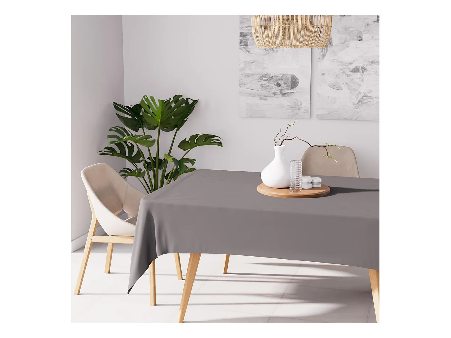 Nappe anti taches rectangle 140X200 cm ALIX gris, par Soleil d'Ocre