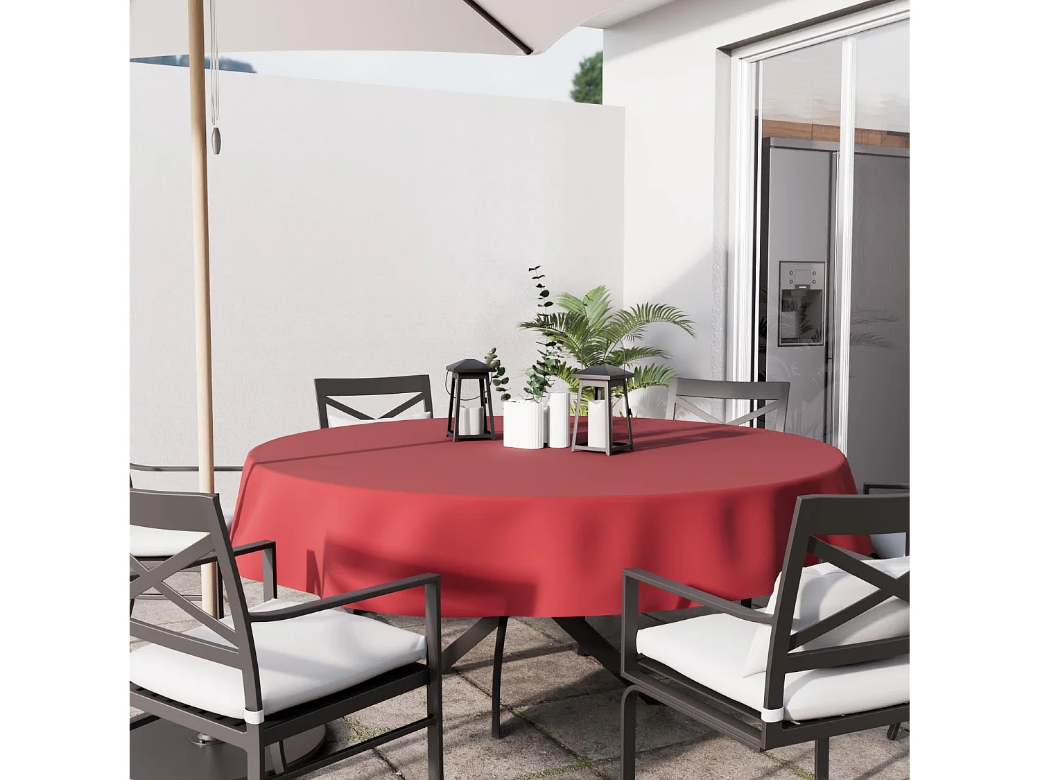 Nappe anti-tâches ronde 180 cm ALIX rouge, par Soleil d'Ocre