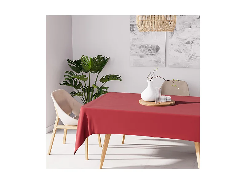 Nappe anti-tâches rectangle 140x300 cm ALIX rouge, par Soleil d'Ocre
