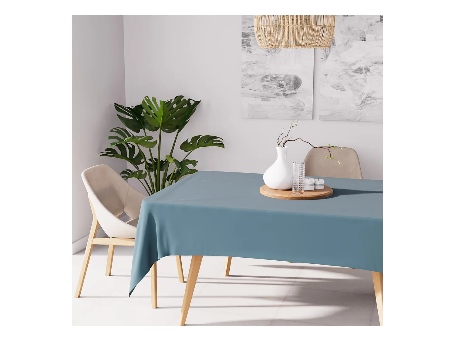Nappe anti-tâches rectangle 160X270 cm ALIX bleu celadon, par Soleil d'Ocre