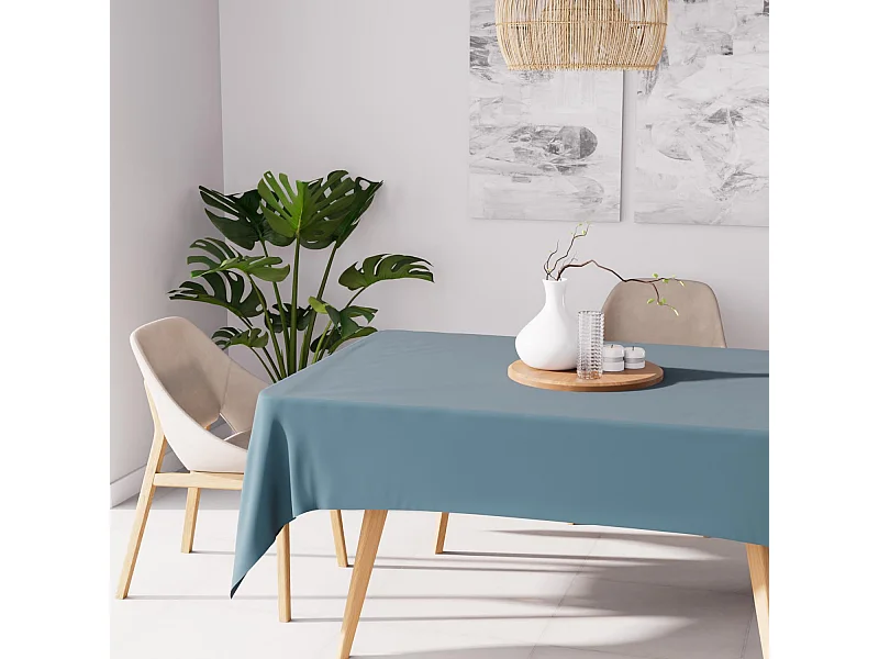 Nappe anti-tâches rectangle 160X270 cm ALIX bleu celadon, par Soleil d'Ocre
