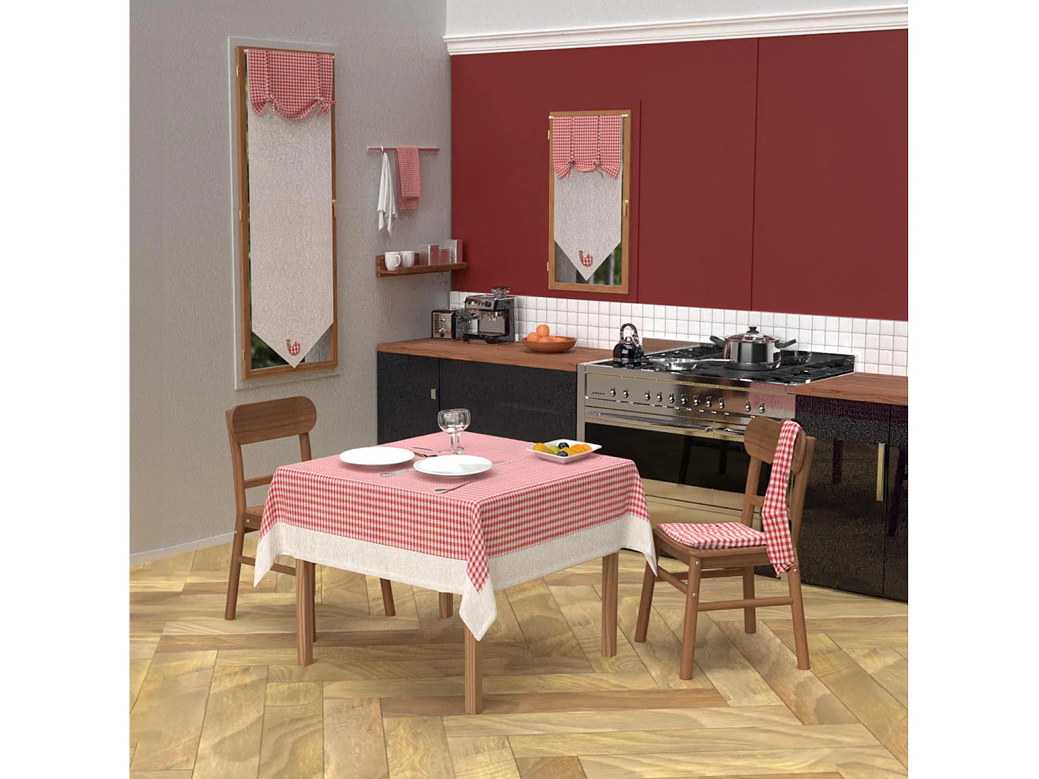 Mantel cuadrado de algodón antimanchas 140x140 cm VICHY, de Soleil d'Ocre