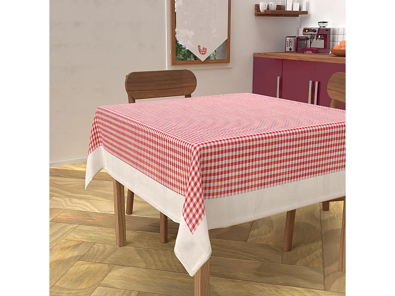 Nappe carrée anti-tâches en coton 140x140 cm VICHY, par Soleil d'Ocre