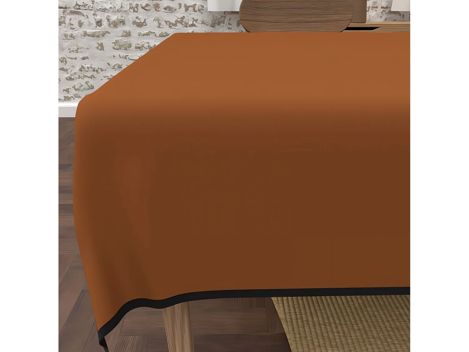 Mantel rectangular antimanchas en microfibra lavada 140x300 cm BOHEME terra, de Soleil d'Ocre