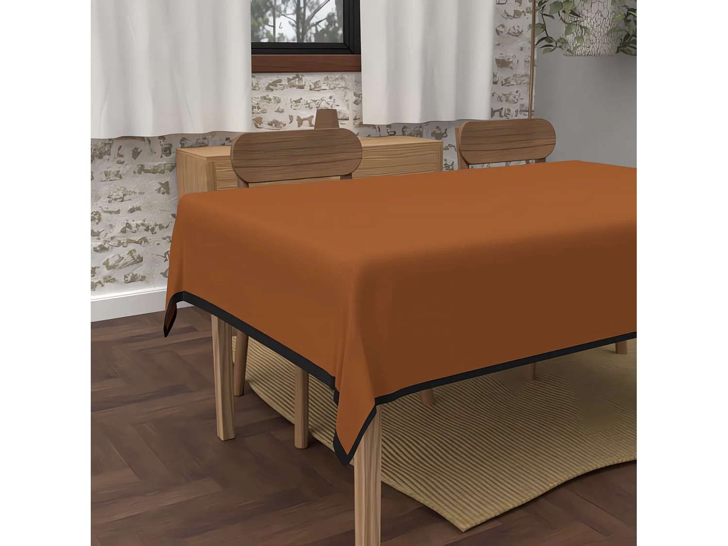 Mantel rectangular antimanchas en microfibra lavada 140x300 cm BOHEME terra, de Soleil d'Ocre