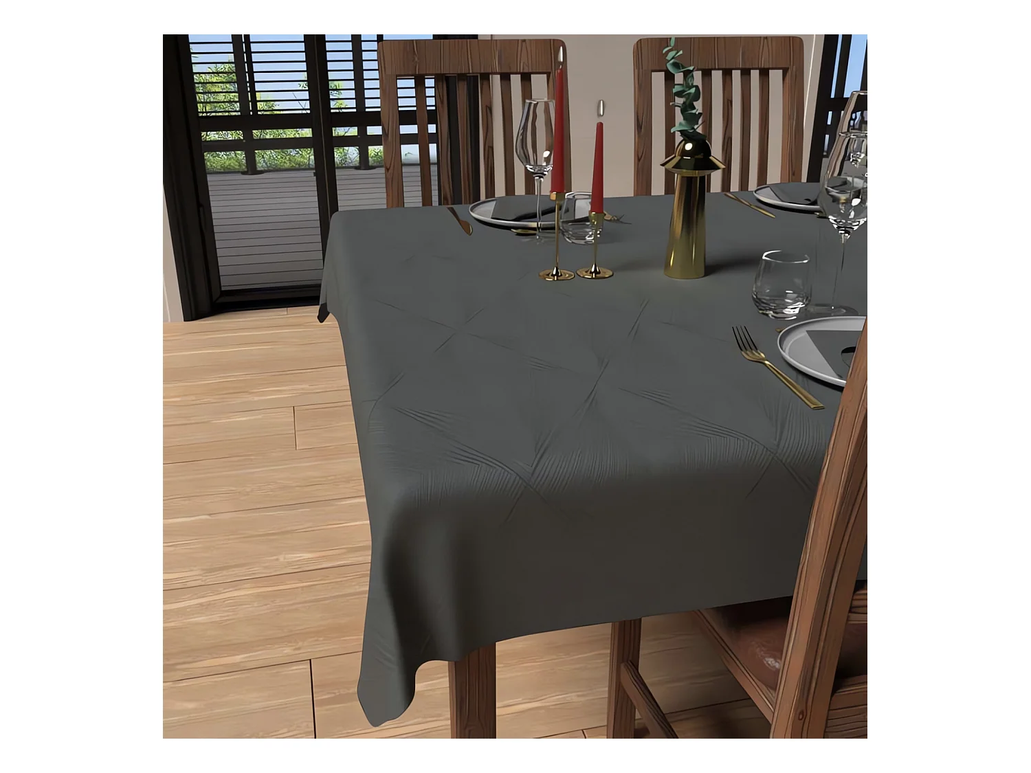 Nappe rectangle anti-tâches 150x250 cm LUXURY gris, par Soleil d'Ocre