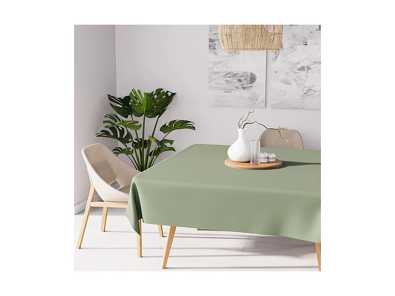 Mantel cuadrado antimanchas 140X140 cm ALIX caqui, de Soleil d'Ocre