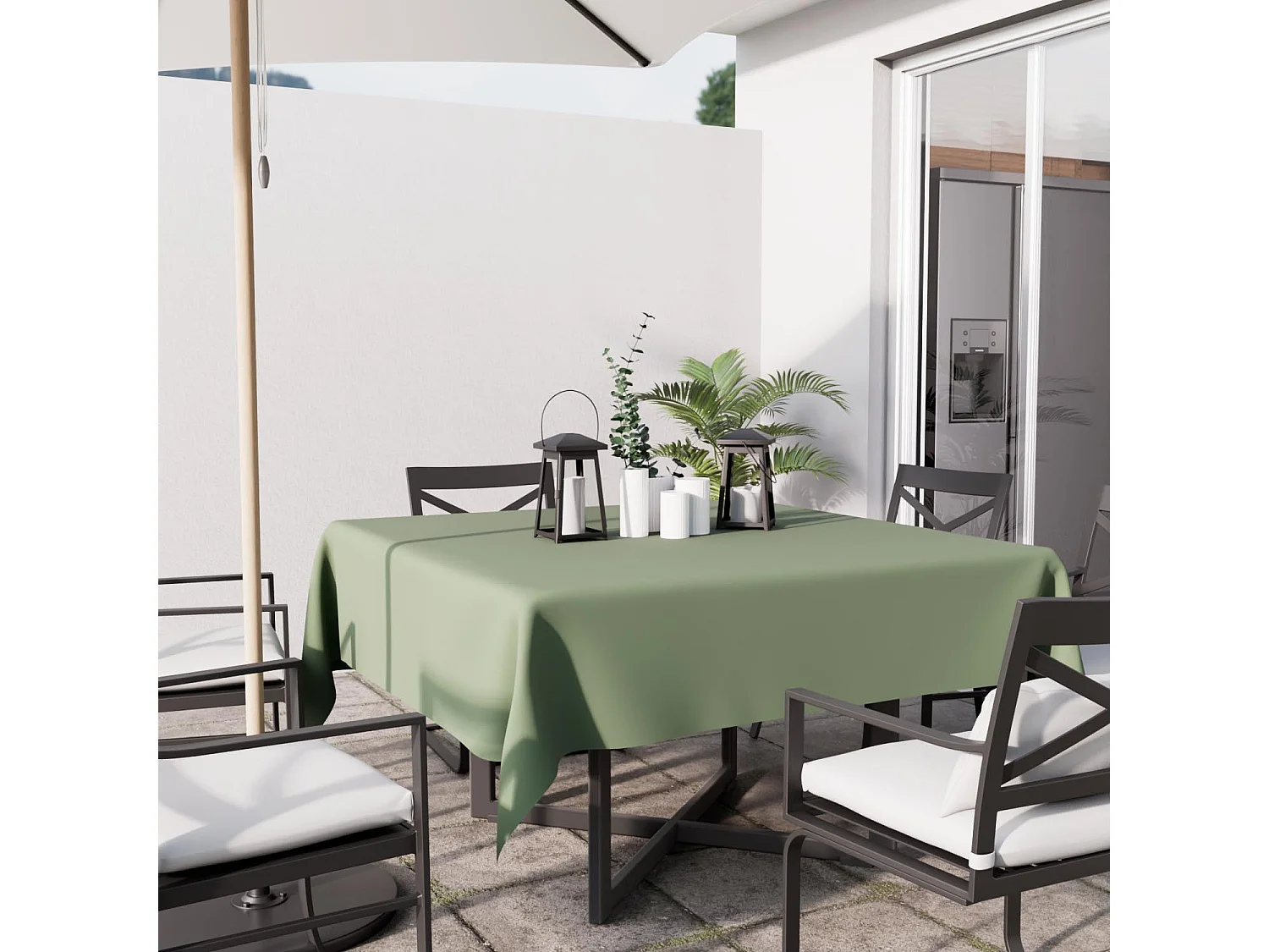 Mantel cuadrado antimanchas 140X140 cm ALIX caqui, por Soleil d'Ocre