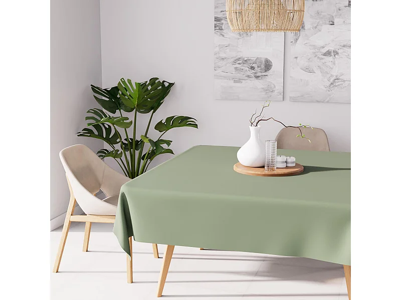 Nappe anti-tâches carrée 140X140 cm ALIX kaki, par Soleil d'ocre