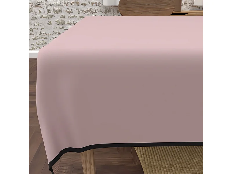 Mantel rectangular antimanchas en microfibra lavada 140x300 cm BOHEME rosa viejo, de Soleil d'Ocre