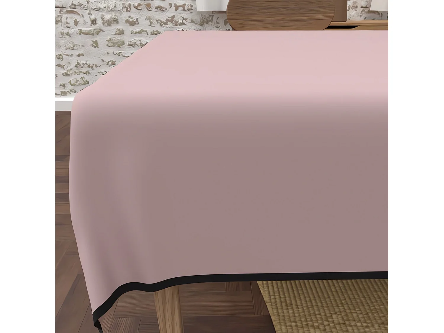 Mantel rectangular antimanchas en microfibra lavada 140x300 cm BOHEME rosa viejo, de Soleil d'Ocre