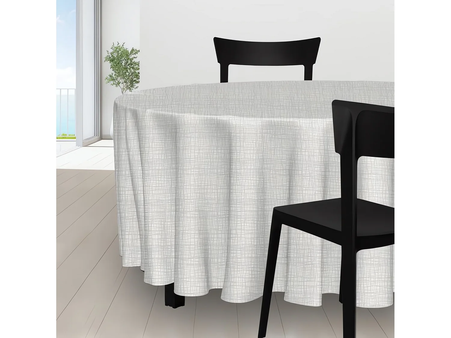 Nappe anti-tâches ronde diamètre 180 cm GALAXY blanc, Par Soleil d'ocre