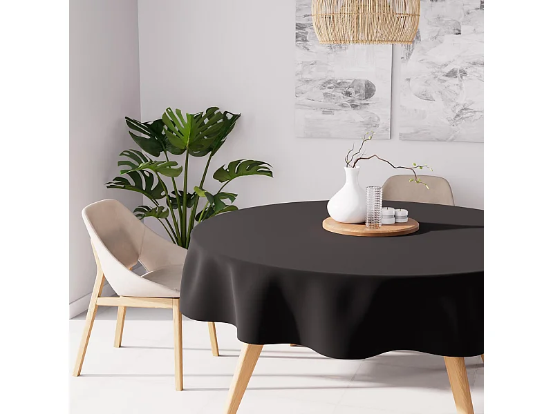 Nappe anti-tâches ronde 180 cm ALIX noir, par Soleil d'Ocre