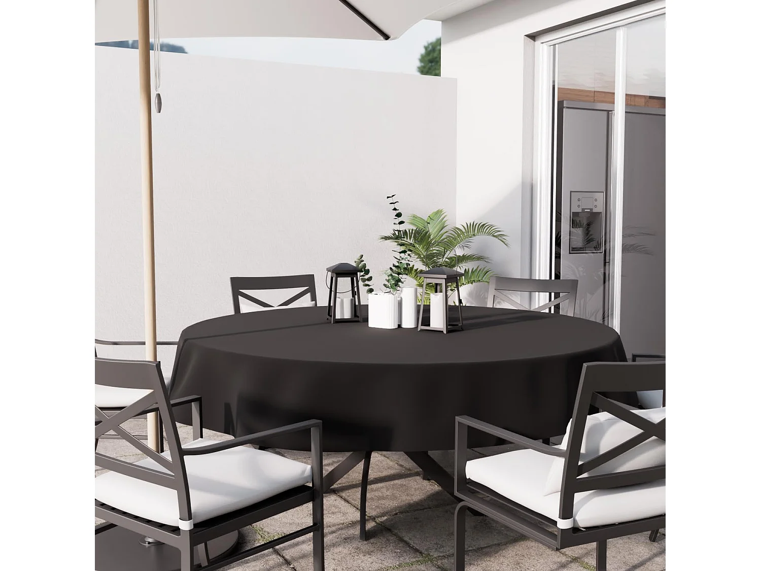 Nappe anti-tâches ronde 180 cm ALIX noir, par Soleil d'Ocre