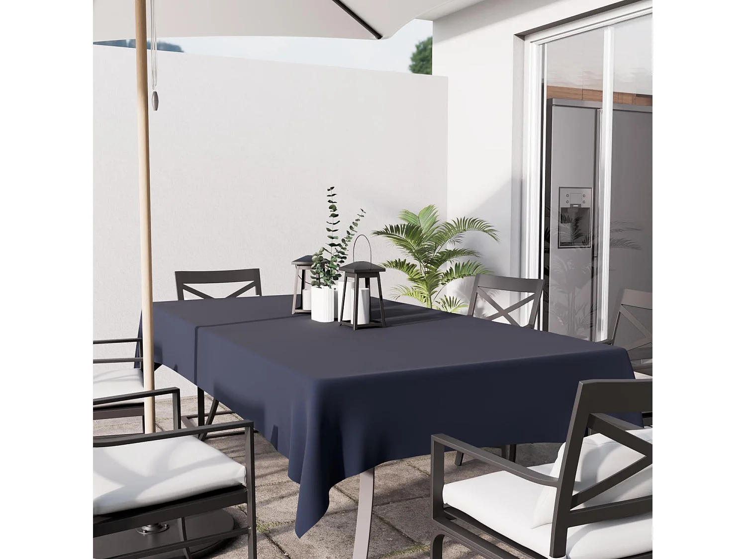 Nappe anti-tâches rectangle 140x240 cm ALIX bleu jean, par Soleil d'Ocre