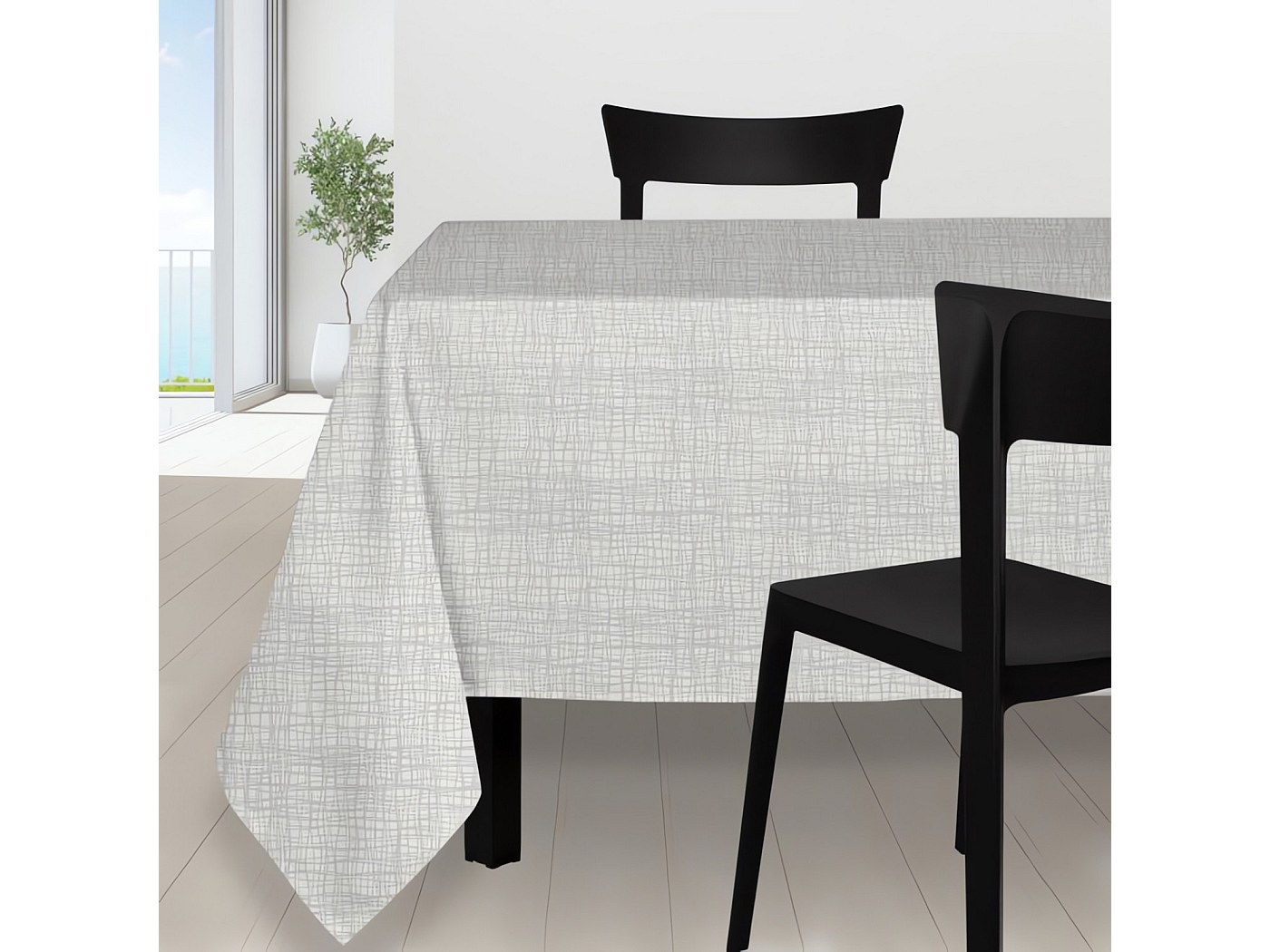 Nappe Rectangle Anti-tâches En Microfibre Lavée 140x240 Cm BOHEME Noir Par Soleil Docre