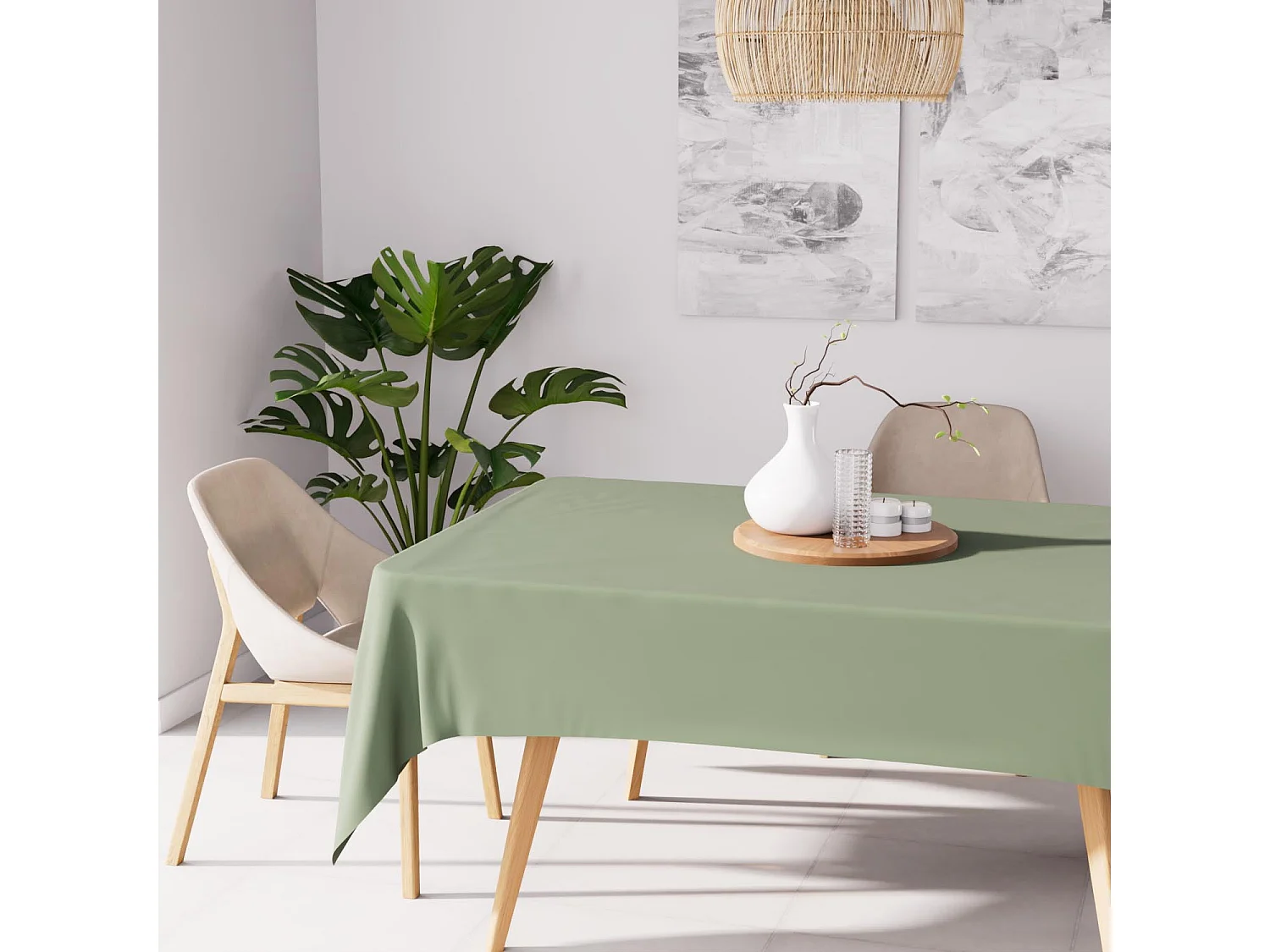 Nappe anti-tâches rectangle 160x270 cm ALIX kaki , par Soleil d'Ocre